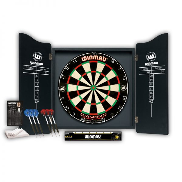 Kit Winmau Cible Diamond,Armoire Plain black,2 jeux de fléchettes