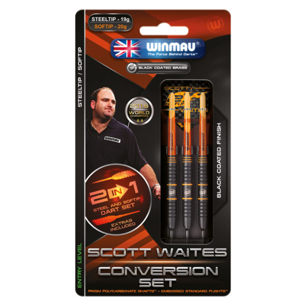 Jeu acier/nylon Winmau Scott Waites Black Brass 20g