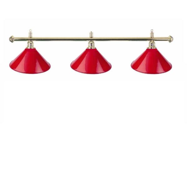 Lampe Laiton 3 cônes rouges 150cm