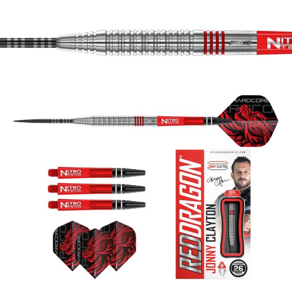 Jeu acier Red Dragon Jonny Clayton 2.0 90% tgs 26g